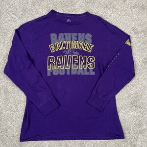 Baltimore Ravens Long Sleeve Shirt Men's Large Majestic NFL Football Purple
